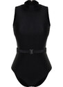 Trendyol Black Belted Barbell Neck Regular Swimsuit