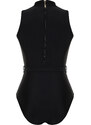 Trendyol Black Belted Barbell Neck Regular Swimsuit