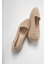 LuviShoes Women's Cream Knitted Flat Shoes