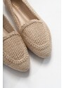 LuviShoes Women's Cream Knitted Flat Shoes