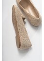 LuviShoes Women's Cream Knitted Flat Shoes