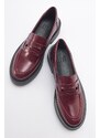 LuviShoes NONTE Women's Burgundy Spread Loafers