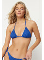 Trendyol Saxe Triangle Textured Bikini Top