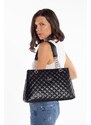 Madamra Women's Black Large Quilted Chain Bag