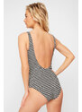 Trendyol Black-White Striped Square Collar Textured Regular Swimsuit with Accessories