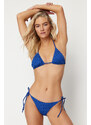 Trendyol Sax-Tied Textured Brazilian Bikini Bottom