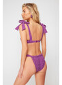 Trendyol Purple Balconette Tied Silvery Regular Bikini Set