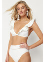 Trendyol Bridal Ecru Triangle Frilly Bikini Top