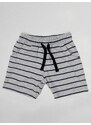 Denokids Basic Boys' Striped Gray Shorts