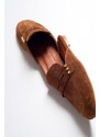 LuviShoes Women's Tan Genuine Leather Suede Slippers 165