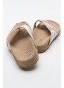 LuviShoes BEEN Women's Cream Stone Leather Flip-Flops