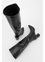 LuviShoes BELIS Women's Dark Navy Blue Print Heeled Boots