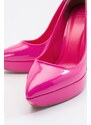 LuviShoes Peev Fuchsia Patent Leather Women's Heeled Shoes