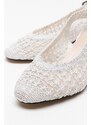 LuviShoes LOPA Women's White Knitted Heeled Shoes