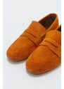 LuviShoes Verus Orange Suede Genuine Leather Women's Loafers.
