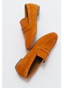 LuviShoes Verus Orange Suede Genuine Leather Women's Loafers.