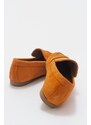 LuviShoes Verus Orange Suede Genuine Leather Women's Loafers.