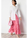 Trendyol Pink Floral Patterned Woven Skirt