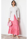 Trendyol Pink Floral Patterned Woven Skirt