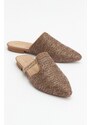 LuviShoes PESA Brown Women's Slippers with Straw Stones