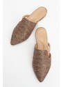 LuviShoes PESA Brown Women's Slippers with Straw Stones