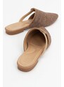 LuviShoes PESA Brown Women's Slippers with Straw Stones