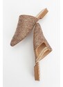 LuviShoes PESA Brown Women's Slippers with Straw Stones