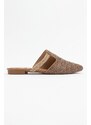 LuviShoes PESA Brown Women's Slippers with Straw Stones