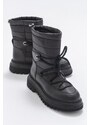 LuviShoes Weld Black Skin Women's Snow Boots