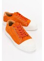 LuviShoes Lusso Women's Sneakers with Orange Suede and Genuine Leather.