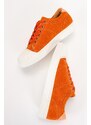 LuviShoes Lusso Women's Sneakers with Orange Suede and Genuine Leather.