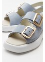 LuviShoes Baby Blue Suede Genuine Leather Women's Sandals