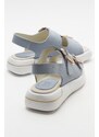 LuviShoes Baby Blue Suede Genuine Leather Women's Sandals