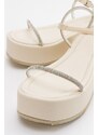 LuviShoes Ekos Women's Ecru Beige Sandals