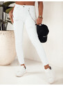 BASIC Bílé skinny džíny s oděrky a ozdobným řetízkem ALEX Bílá