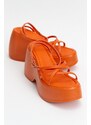 LuviShoes PLOT Women's Orange Wedge Heel Sandals