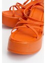 LuviShoes PLOT Women's Orange Wedge Heel Sandals