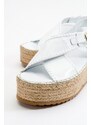 LuviShoes Bellezza Women's White Skin Genuine Leather Sandals