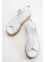 LuviShoes Bellezza Women's White Skin Genuine Leather Sandals