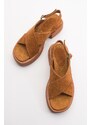 LuviShoes Most Of The Tobacco Suede Genuine Leather Women's Sandals