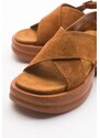 LuviShoes Most Of The Tobacco Suede Genuine Leather Women's Sandals