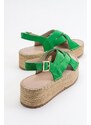 LuviShoes Lontano Women's Green Suede Genuine Leather Sandals