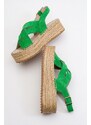 LuviShoes Lontano Women's Green Suede Genuine Leather Sandals
