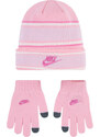 Nike multi stripe beanie set PINK