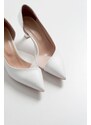 LuviShoes 353 White Skin Heels Women's Shoes