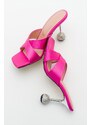 LuviShoes Wold Fuchsia Satin Women's Heeled Slippers