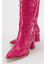 LuviShoes BELİS Fuchsia Print Women's Heeled Boots