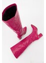 LuviShoes BELİS Fuchsia Print Women's Heeled Boots