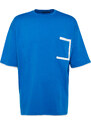 Trendyol Blue Oversize Pocket Color Block 100% Cotton T-Shirt