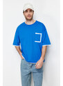 Trendyol Blue Oversize Pocket Color Block 100% Cotton T-Shirt